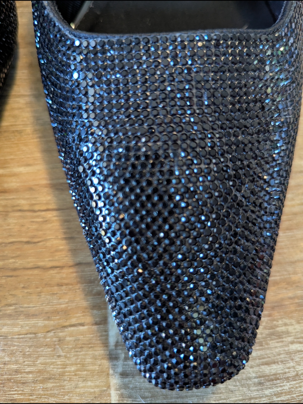 Anne Klein Black Sparkle Pointed Slingback Heels - Picture 4 of 13